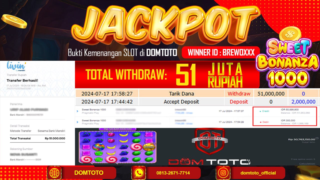 JACKPOT SLOT SWEET BONANZA 1000 17 JULI 2024